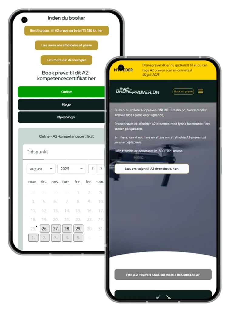 Book A2 droneprøve online i Danmark